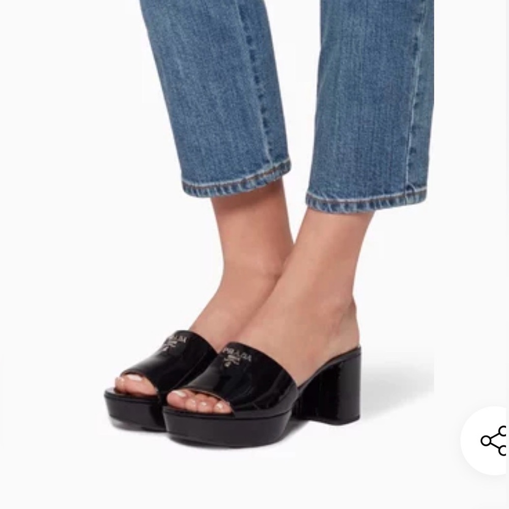 PRADA
Black Logo Platform Mules
Sz 37.5
